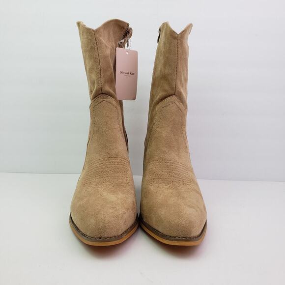 Olivia & Kate New York Bonita Womens Size 9.5 Brown 3.25" Heeled Western Boots - Picture 5 of 14